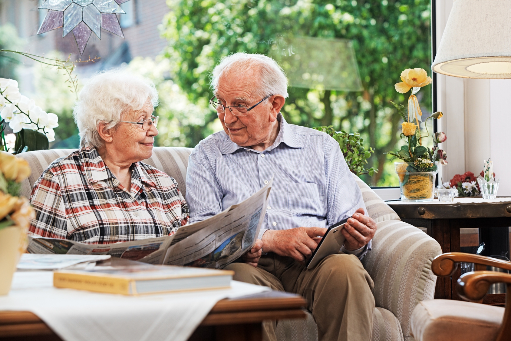 Senior couple, reading Senior couple, reading